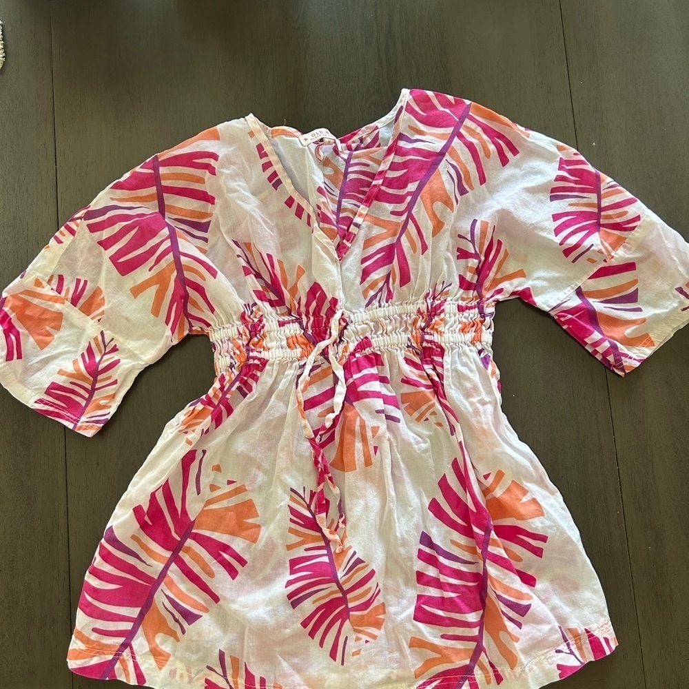 😍Girls Tropical Leaf Print beach coverup Tunic size medium
